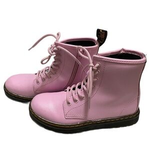 Dr. Martens Kids Zavala J Combat Boots Size 2 Pastel Pink Lace Up Punk Grunge